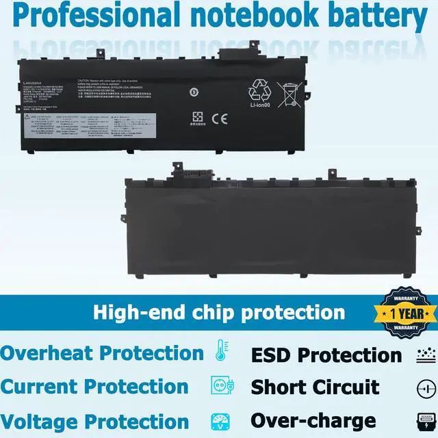 Alt view image 3 of 5 - LAQUEENA SB10K97586 Laptop Battery Compatible with Lenovo ThinkPad X1 Carbon 5th Gen (2017)/ X1 Carbon 6th Gen (2018) Series SB10K97587 SB10K97588 01AV430 01AV431 01AV494 01AV429 11.58V 57Wh 3-Cell