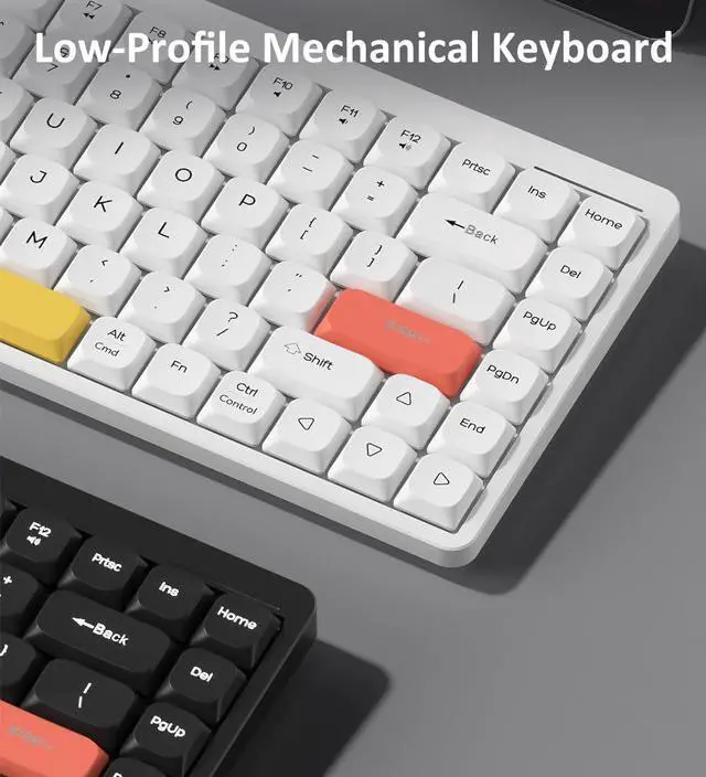 Alt view image 3 of 5 - LINKEET Wireless Mechanical Keyboard 2.4G/Bluetooth, Ultra-Slim Low Profile Silent Mechanical Red Switch, 75% Compact 84 Keys TKL Gaming Keyboard with Ergonomic Magnetic Feet for Multi Device, White