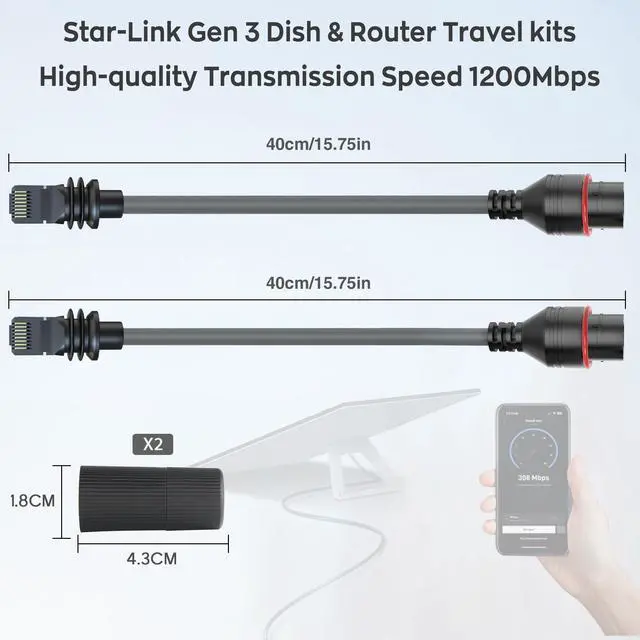 Alt view image 2 of 5 - ZiBwnfuxcz RJ45 Starlink Gen 3/Mini Ethernet Cable Adapter,Waterproof Extension Cord for Standard Actuated Starlink V3/Mini Cable, Designed for Starlink Gen 3/Mini Dishy and Router