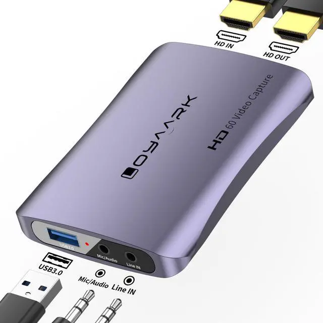 Main image of USB 3.0 Audio Video Capture Card with Microphone 4K30HZ HD Loop Output, 1080p 60fps Video Recorder for Streaming Video Game Capture for Cell Phones/DSLR Cameras / PS5 / Xbox/PC