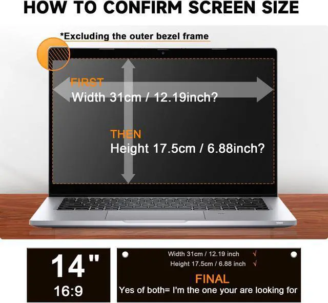 Alt view image 5 of 5 - [2 Pack] 14 Inch Laptop Privacy Screen for Lenovo/HP Envy/Dell/Acer/Asus/Thinkpad, 16:9 Aspect Removable Anti Glare Blue Light Privacy Screen Filter, Laptop Security Shield 14 in