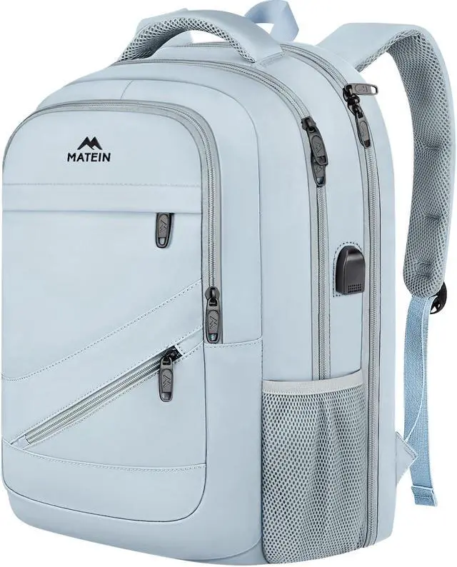 Main image of MATEIN 18 Inch Laptop Backpack for Women, Extra Large Anti Theft College Computer Rucksack with Luggage Strap, Waterproof TSA Approved 50 L Carryon Backpack for Work Business Travel, Haze Blue