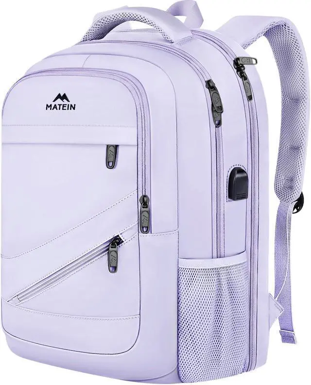 Main image of MATEIN Extra Large Laptop Backpack Women, 50 L Carry On Work Travel Bag with USB Port and Anti Theft Pocket, Water Resistant College Backpacks Fit 18.4 In Notebook Computer, Purple