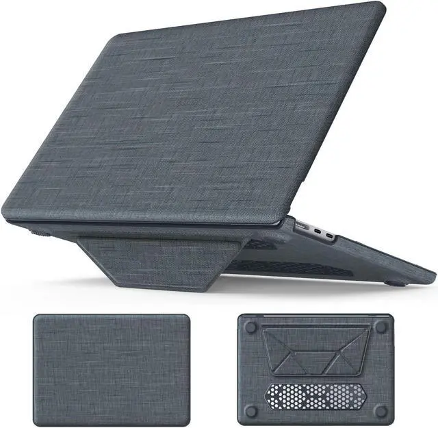 Main image of MEEgoodo for MacBook Air 13.6 inch Case (M4/M3/M2) 2025 2024 2022, Kickstand Cover Fit Model(A3240/A3113/A2681), Fabric Case for Mac Air 13" with TPU Keyboard & Webcam Cover & OTG Adapter, Gray