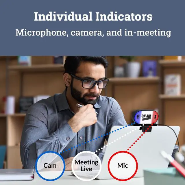 Alt view image 5 of 5 - On Air Warning! Busy Lights, Do not Disturb Light, Cam, Mic Control Mute, Busy Light Indicator for Office, Adjustable Lights, Free Software Download
