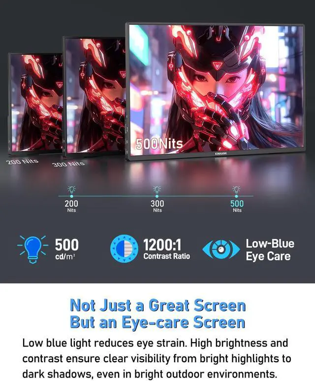 Alt view image 5 of 5 - PAGEPINMU 16" Smart Portable Monitor with Google TV OS, 2.5K QHD (2560x1600) 144Hz Display, 500 Nits Brightness, 100% sRGB, Wi-Fi/Bluetooth, USB-C/HDMI External Screen for Laptop/PC/Gaming Console