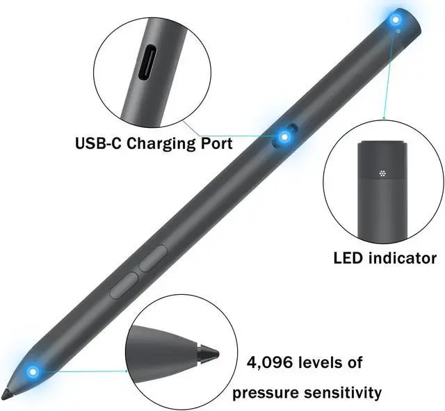 Alt view image 2 of 5 - Premier Rechargeable Active Pen for Dell Premier Rechargeable Active Pen Pn7522w Active Pen Pn7522w Compatible with Dell 2in1 Laptop for Dell Latitude 7320 3340 7490,for Inspiron 5640 7425,for XPS
