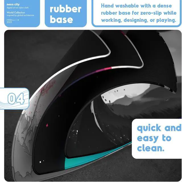 Alt view image 5 of 5 - PhaseByte Extended Gaming Mouse Pad - Non-Slip Gaming Mouse Mat with Stitched Edges - Smooth Micro-Fiber Computer Desk Mat Pad - Hand Washable Gaming Mousepad - 900x400x4mm - Neon City