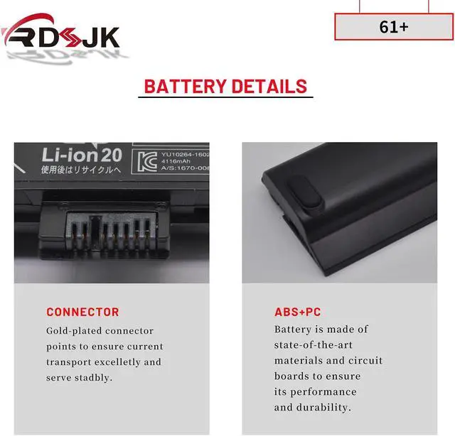 Alt view image 5 of 5 - 01AV425 01AV426 01AV490 01AV491 01AV492 Laptop Battery for Lenovo ThinkPad T470 T570 T480 T580 P51S P52S A475 A485 TP25 Series 61+ 4X50M0881 SB10K97582 SB10K97583 SB10K97585 61 01AV427 61++ 10.8V 48Wh