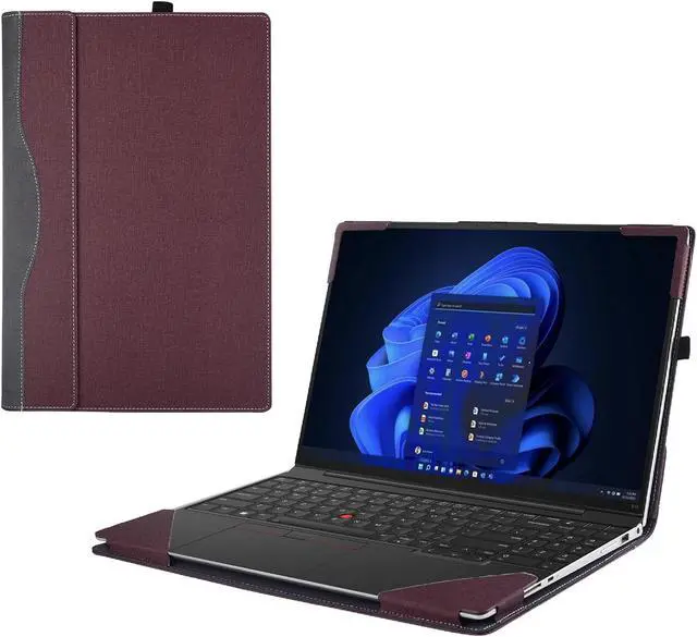 Main image of RUNMEIJIA Laptop Case Cover for Lenovo ThinkPad E16 Gen1/ Gen2/ Gen3 2023-2025 16 inch [Do Check Model] Notebook Sleeve Computer Bag Protective PU Leather Shell (Wine red)