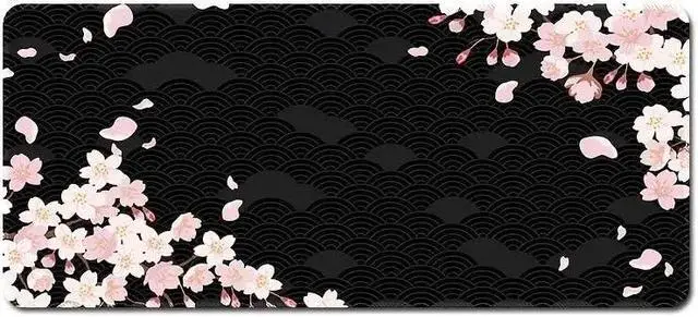 Main image of SEDLAV Large Mouse Pad Pink and Black Cherry Blossom XXL Gaming Desk Pad with Stitched Edges