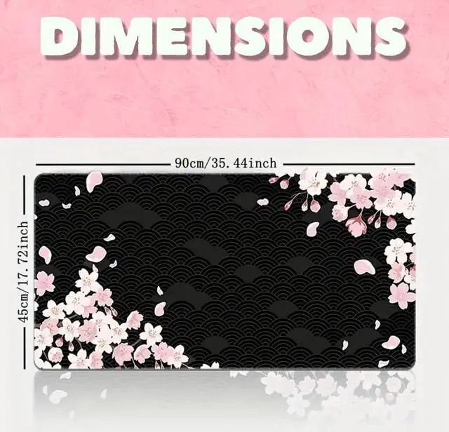 Alt view image 5 of 5 - SEDLAV Large Mouse Pad Pink and Black Cherry Blossom XXL Gaming Desk Pad with Stitched Edges