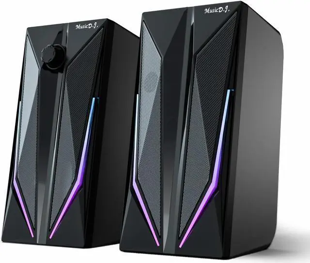Main image of FANEVER Computer Speakers, PC Speaker for Desktop with RGB Lighting 2.0 Stereo Bass Sound, Easy Volume Control, USB Powered and 3.5mm Aux-in for PC, Laptop, Tablet (M200)