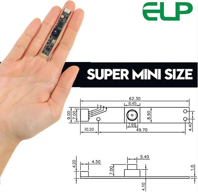 Alt view image 4 of 5 - ELP 8mp USB Camera Module with Microphone Wide Angle PC Camera for Computer 4K Lightburn Camera for Laser Engraver Mini Strip Fixed Lens Web Camera CCTV USB Security Camera for Raspberry Pi Laptop