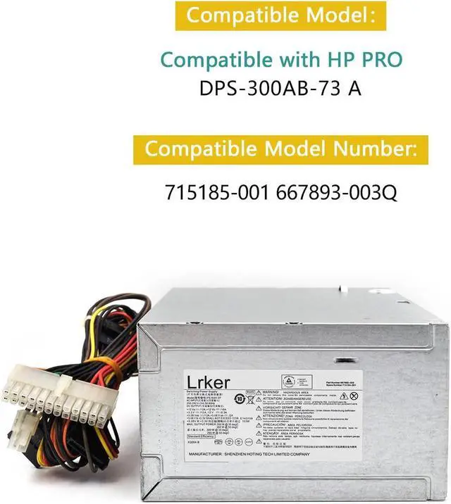 Alt view image 4 of 5 - 300W Power Supply Compatible with HP PRO DPS-300AB-73 A 667893-003Q 715185-001