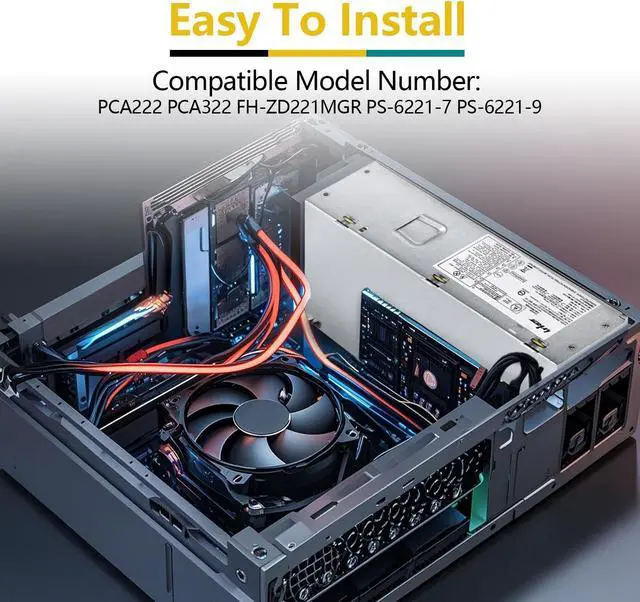 Alt view image 3 of 5 - 220W Power Supply Unit for HP Pavilion Slimline S5 Series, S5-1xxx TouchSmart 310-1205la Desktop PC, PCA222 PCA322 FH-ZD221MGR, 633193-001 633195-001 633196-001