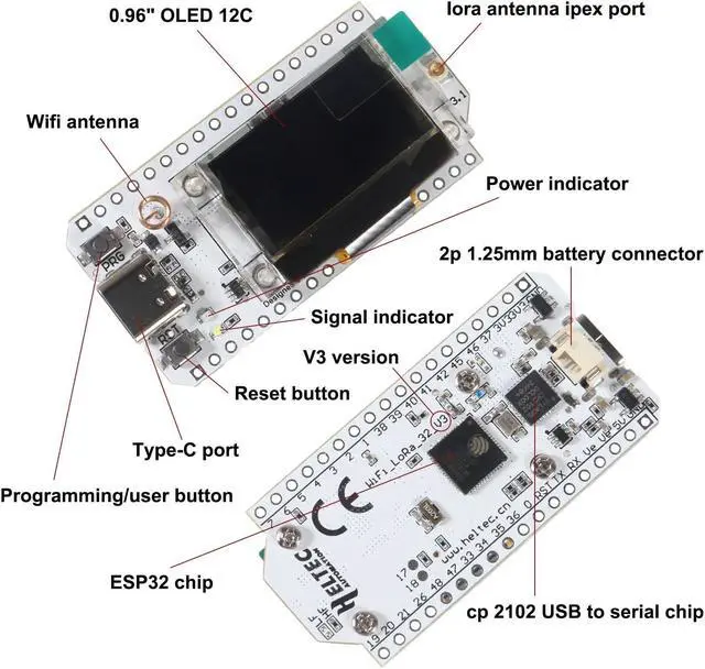 Alt view image 2 of 5 - 2Pcs ESP32 LoRa V3 LoRa32 OLED Development Board 0.96inch OLED Display CP2102 915MHz Antenna Transceiver and Protective Case for Lora Board Compatible with Arduino ESP8266 NodeMCU IOT Smart Home