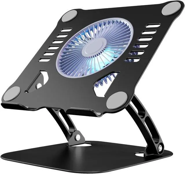 Main image of SHUWEI Laptop Cooling Stand with 3 Speed Fan, Adjustable Height Laptop Stand for Desk, Ergonimic Aluminum Laptop Cooling Pad for 10-15'' Notebook - Black