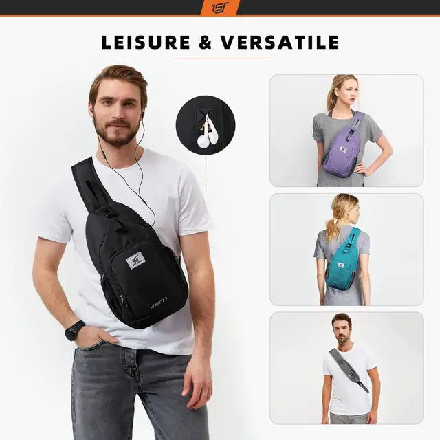 Alt view image 4 of 5 - SKYSPER Sling Bag RFID Crossbody Sling Backpack and 18L Sling Laptop Backpack for Men Women(Black)