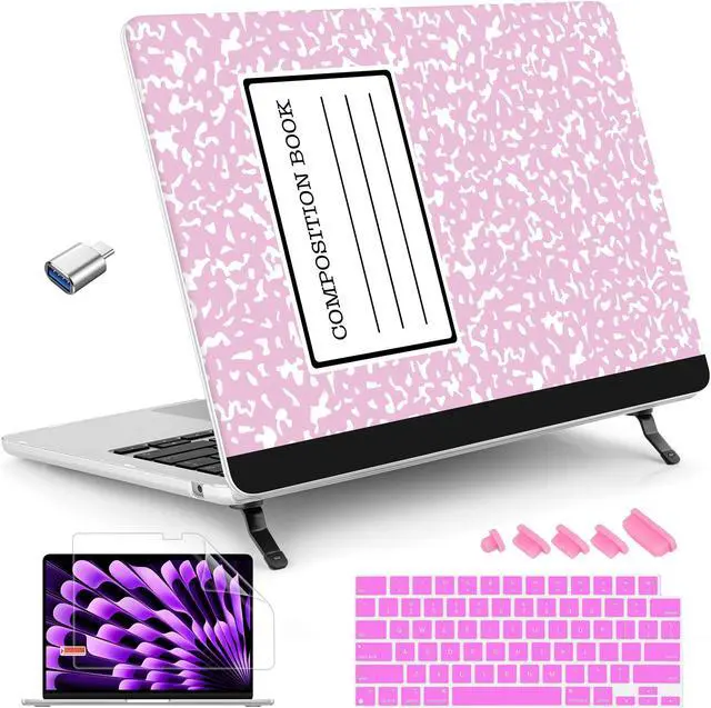 Main image of Tuiklol Case for MacBook Air 15 inch 2025 2024 2023 Model A3241 M4 / M3 A3114 / M2 A2941, Bracket Hard Shell Case with Keyboard Cover for MacBook Air 15.3'' Cover, Composition Book