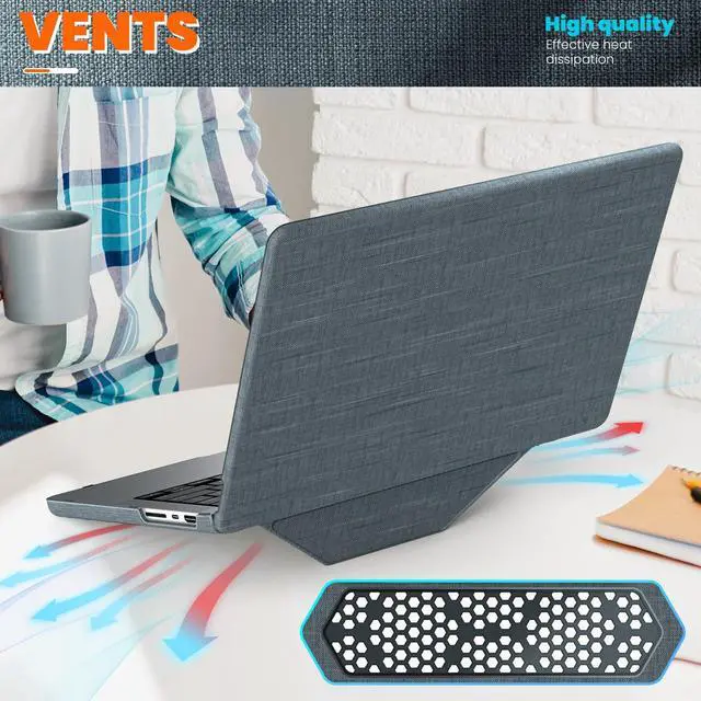 Alt view image 5 of 5 - Tuiklol for MacBook Pro 14 inch Case 2024-2021 Model A3112 A3401 A3185 M4 Pro/Max A2918 A2992 M3 A2779 M2 A2442 M1 Pro/Max, Fabric Hard Shell Cover with Touch ID,Gary