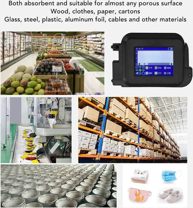 Alt view image 3 of 5 - Walfront Mini Inkjet Printer Handheld DP20 Portable HD Touch Label Maker Multi Language for Wood Clothes Paper Cartons (US Plug)