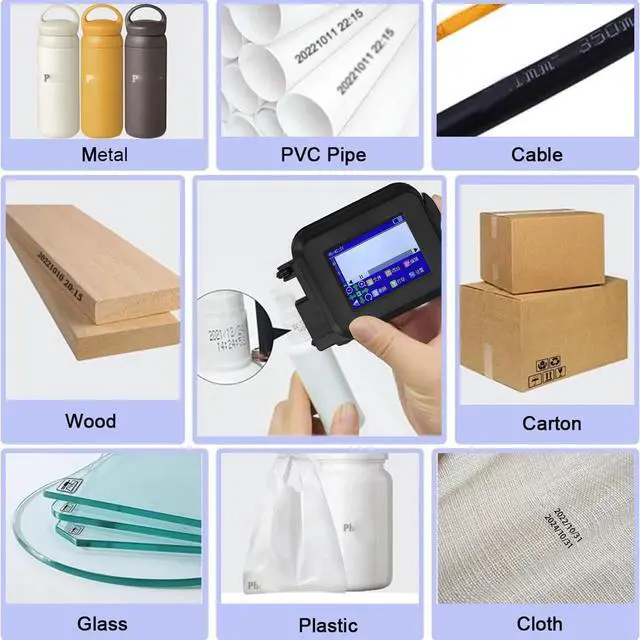 Alt view image 4 of 5 - Walfront Mini Inkjet Printer Handheld DP20 Portable HD Touch Label Maker Multi Language for Wood Clothes Paper Cartons (US Plug)