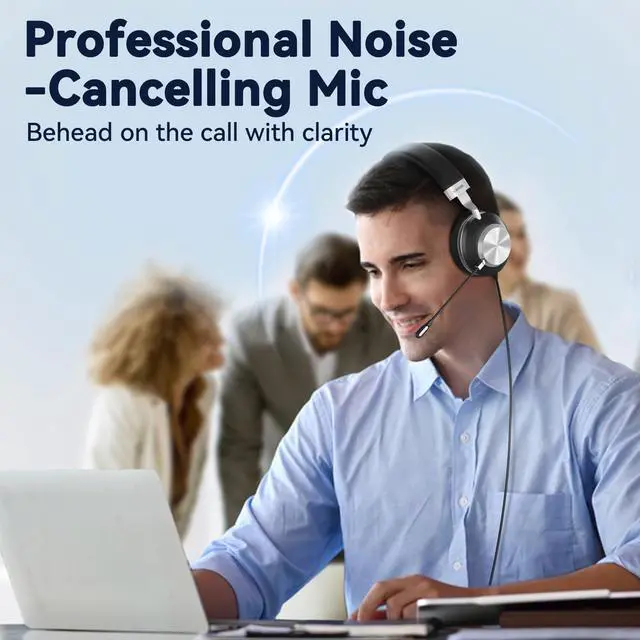 Alt view image 2 of 5 - Headset wtih Mic, USB Headset with Microphone for PC, Computer Headset with Noise Canceling Microphone with Mute for Work Home Office Online Skype Zoom Meetings