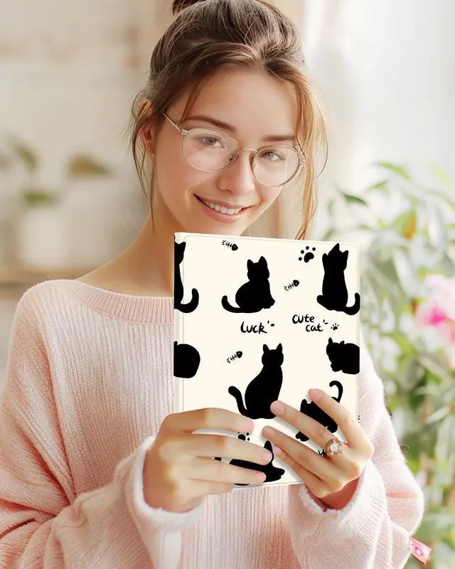 Alt view image 3 of 5 - Wazzasoft for iPad Pro 13 inch Case 2024 M4 with Keyboard - Pencil Holder Folio Tablet Cover Women Girl Cute Kawaii Black Cat Unique Design for Apple Pro 13 A2925 A2926 A3007