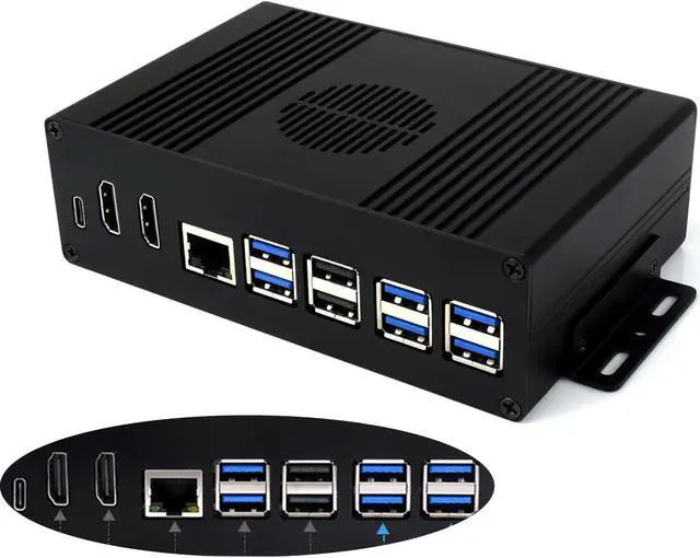 Main image of Multi-Functional All-in-One Mini-Computer Kit Compatible with Raspberry Pi 5, Pi5 PCIe Box Includes Aluminum Alloy Case, PCIe to 4-CH USB3.2 Gen1 Adapter Board, Pi5 HDMI and Type-C Adapter Board