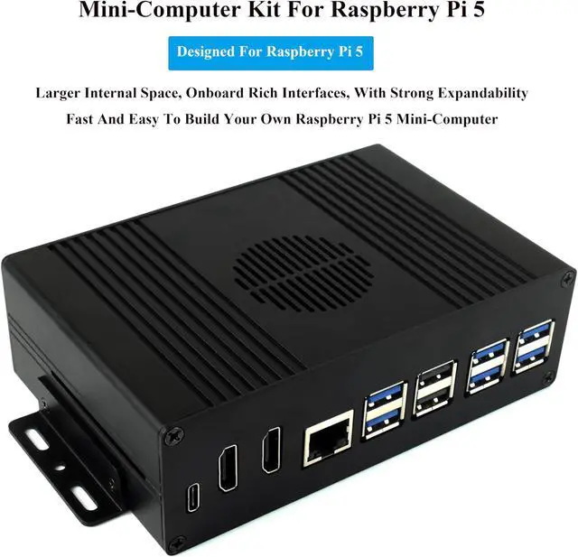 Alt view image 3 of 5 - Multi-Functional All-in-One Mini-Computer Kit Compatible with Raspberry Pi 5, Pi5 PCIe Box Includes Aluminum Alloy Case, PCIe to 4-CH USB3.2 Gen1 Adapter Board, Pi5 HDMI and Type-C Adapter Board