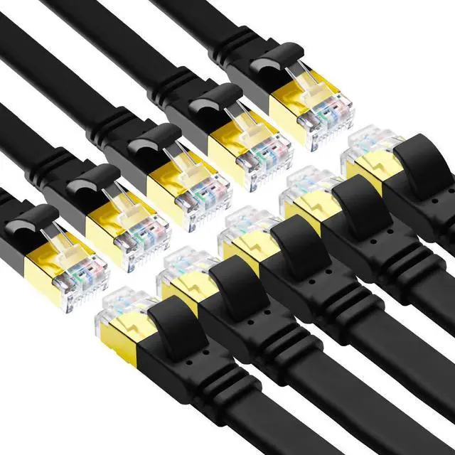 Main image of Yauhody CAT 8 Ethernet Cable, CAT8 High Speed 40Gbps 2000MHz 26AWG Flat SFTP Network Cable with Gold Plated RJ45 Connector, Internet LAN Patch Cord for Gaming, Router, Modem (10ft/10 Pack/Black)