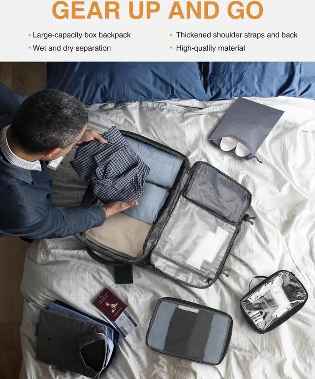 Alt view image 3 of 5 - YAMTION Carry On Backpack,Travel Backpack with 3 Packing Cubes for Men Women,Laptop Backpack Airline Approved Weekender Bag Mochila de Viaje