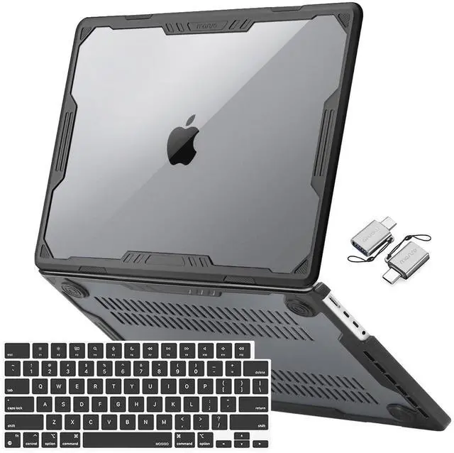 Main image of MOSISO Compatible with MacBook Pro 16 inch Case 2025-2021 M4 M3 M2 M1 A3403 A3186 A2991 A2780 A2485, Symmetric Geometric Heavy Duty Hard Shell Case with TPU Bumper&Keyboard Cover&Type C, Black