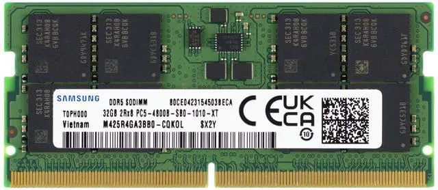Main image of Samsung 32GB DDR5 4800MHz PC5-38400 CL40 SODIMM 2Rx8 Dual Rank 1.1V 262-Pin Laptop RAM Memory M425R4GA3BB0-CQK