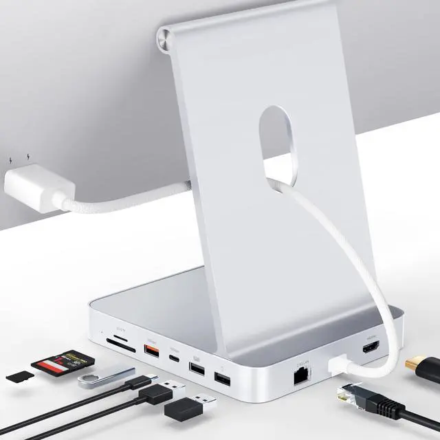 Main image of Minisopuru iExpandMate DS802PRO iMac Accessories with 4K@60Hz HDMI, USB C Charging, 2.5GbE, 4TB M.2 SSD Enclosure, USB C Hub for iMac 24 inch M1/M3/M4, iMac Hub with 4 USB, SD/TF, Audio | Silver