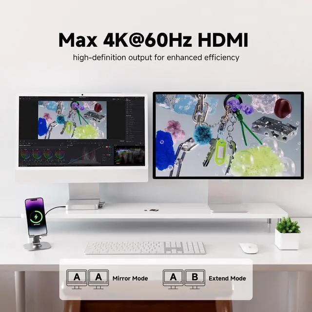 Alt view image 3 of 5 - Minisopuru iExpandMate DS802PRO iMac Accessories with 4K@60Hz HDMI, USB C Charging, 2.5GbE, 4TB M.2 SSD Enclosure, USB C Hub for iMac 24 inch M1/M3/M4, iMac Hub with 4 USB, SD/TF, Audio | Silver