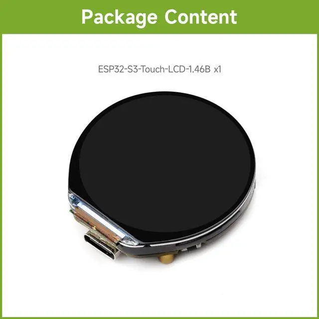 Alt view image 2 of 5 - Waveshare ESP32-S3 1.46inch Round Display Development Board, 412x412, Supports Wi-Fi & BLT, Accelerometer and Gyroscope Sensor, Onboard Speaker and Microphone, Without Protective Cover Glass
