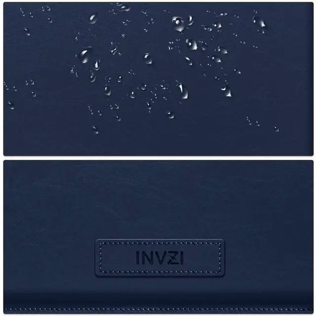 Alt view image 5 of 5 - INVZI MacBook Sleeve, Vegan Leather Bag Compatible with 13"/14" MacBook Air, MacBook Pro M1/M2 2018-2022, Compact Design with Invisible Stand (Midnight Blue)