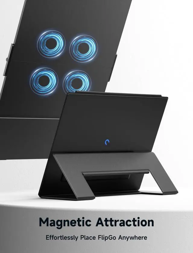 Alt view image 3 of 5 - JSAUX Magnetic Leather Stand FlipGo 15.6" Portable Monitor Dual Screen
