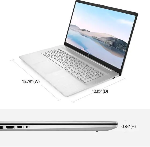 Alt view image 4 of 5 - HP 17 Laptop, 17.3" HD+, Intel Quad Core i3-1125G4 Processor, 32GB RAM, 1TB SSD, Windows 11 Pro, Anti-Glare Display, Long Battery Life, Wi-Fi, Bluetooth, Webcam, HDMI, Alpacatec Accessories, Silver