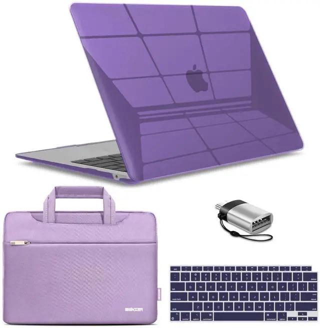 Main image of IBENZER Compatible with New MacBook Air 13 inch Case 2022 2021 2020 M1 A2337 A2179 A1932, Hard Shell Case & Sleeve & Keyboard Cover & Type C for Mac Air 13 with Touch ID, Crystal Purple, MAT13-CYPU+3