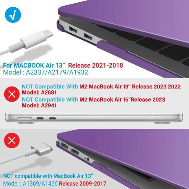 Alt view image 4 of 5 - IBENZER Compatible with New MacBook Air 13 inch Case 2022 2021 2020 M1 A2337 A2179 A1932, Hard Shell Case & Sleeve & Keyboard Cover & Type C for Mac Air 13 with Touch ID, Crystal Purple, MAT13-CYPU+3