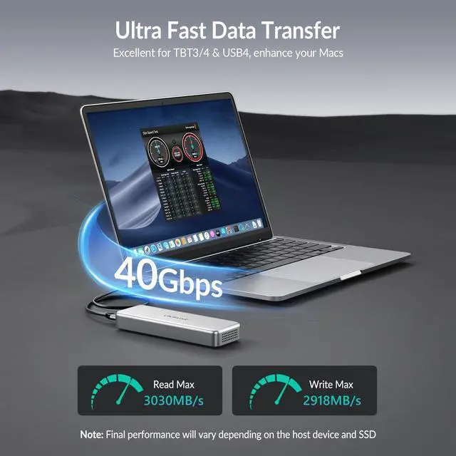 Alt view image 2 of 5 - GiGimundo G40 USB4 40Gbps Portable SSD 2TB, CNC Crafted Aluminum, Built-in Active Turbo Fan External SSD for Content Creators and Creative Professionals, Up to 3200MB/S Ultra Fast Data Transfer