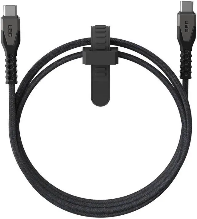 Main image of URBAN ARMOR GEAR UAG Rugged Kelvar Core USB-C to USB-C Cable 5ft/1.5m 60W Power Delivery PD Reinforced Fast Charging Cable for iPhone 16, MacBook, iPad Pro, Samsung Galaxy S25, Black/Gray