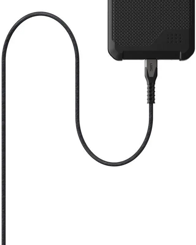 Alt view image 3 of 5 - URBAN ARMOR GEAR UAG Rugged Kelvar Core USB-C to USB-C Cable 5ft/1.5m 60W Power Delivery PD Reinforced Fast Charging Cable for iPhone 16, MacBook, iPad Pro, Samsung Galaxy S25, Black/Gray