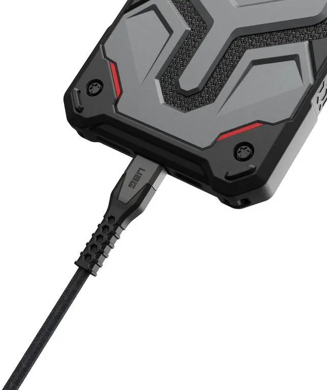 Alt view image 2 of 5 - URBAN ARMOR GEAR UAG Rugged Kelvar Core USB-C to USB-C Cable 5ft/1.5m 60W Power Delivery PD Reinforced Fast Charging Cable for iPhone 16, MacBook, iPad Pro, Samsung Galaxy S25, Black/Gray