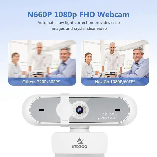 Alt view image 2 of 5 - NexiGo 1080P Webcam Kits, N660P (Gen 2) 1080P 60FPS Webcam with Software Control, Dual Microphone & Cover, Extendable Tripod Stand, Video Conference Lighting, for OBS/Zoom/Skype