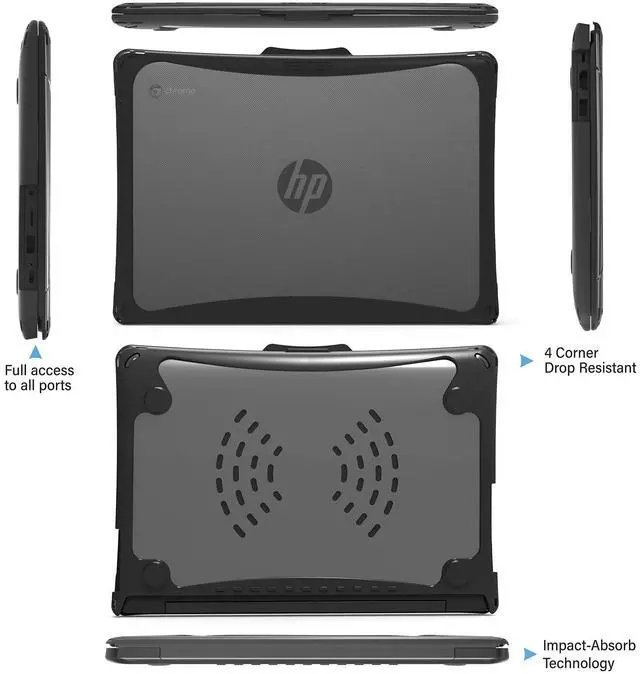 Alt view image 5 of 5 - iBenzer Hexpact Case for HP G7 G6 Chromebook 14 Inch (Clamshell), Heavy Duty Rugged Case, Protective Cover with Screen Lock for K-12 Students, Education, Classrooms, Drop Tested, Black, HP-G6