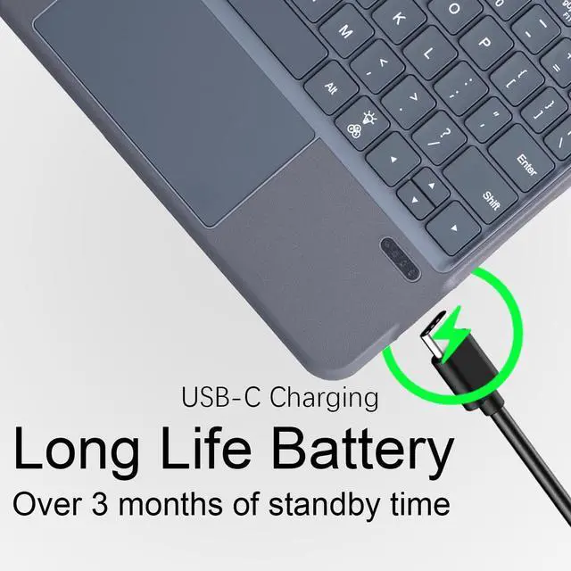 Alt view image 3 of 5 - QUARK Keyboard for Microsoft Surface Go, 7 Color Backlight, Detachable Bluetooth Wireless Keyboard With Trackpad for Surface Go 4 (2023) / 3 (2021) / 2 (2020) / 1 (2018) - Grey